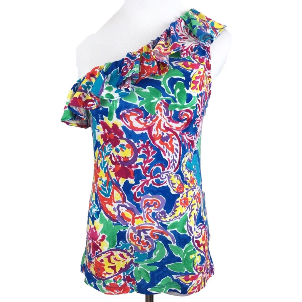 Lauren Ralph Lauren Small Paisley One Shoulder Top